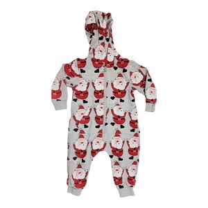 {Next} UK Santa Christmas Fleece Lined Holiday Zip Up Romper